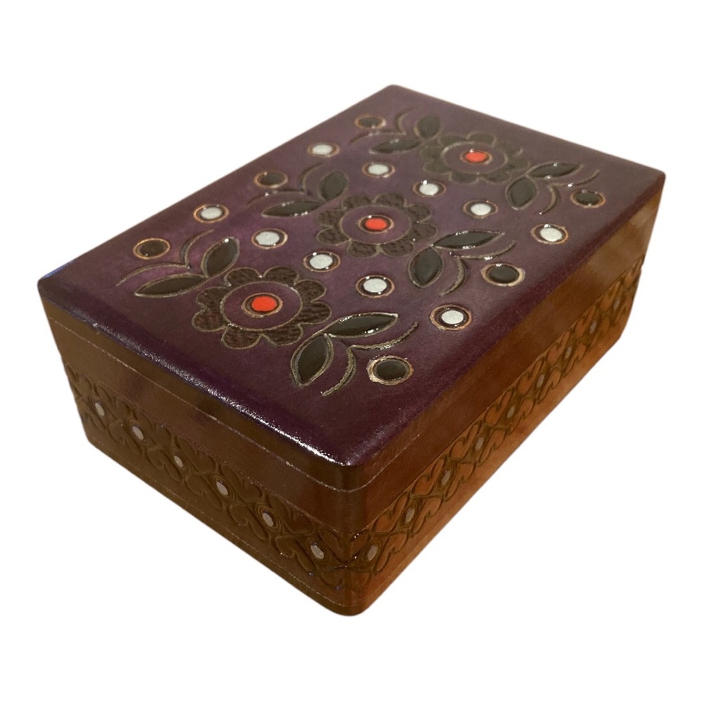 Vintage Polish Hand-painted Folk Art Small Wood Box